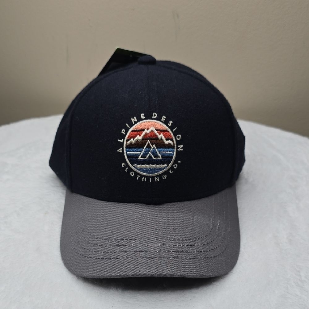 NWT Alpine Division-Mens Circle Patch Trucker Soft FELT Color Navy Snap back